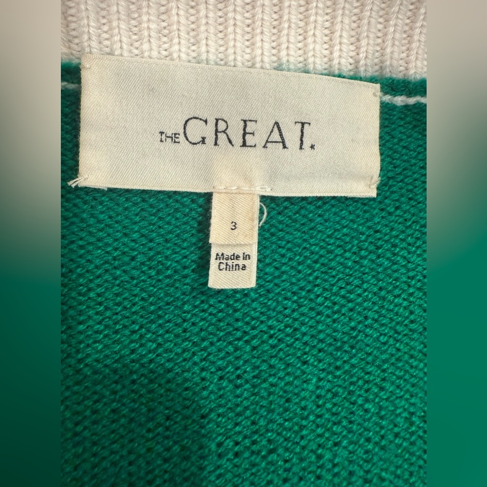 THE GREAT. Green and white Cardigan - Picture 5 of 9